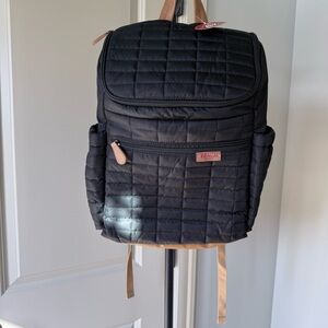 Maman New York Quilted Diaper Bag Backpack Black NWT Vegan Leather Trim